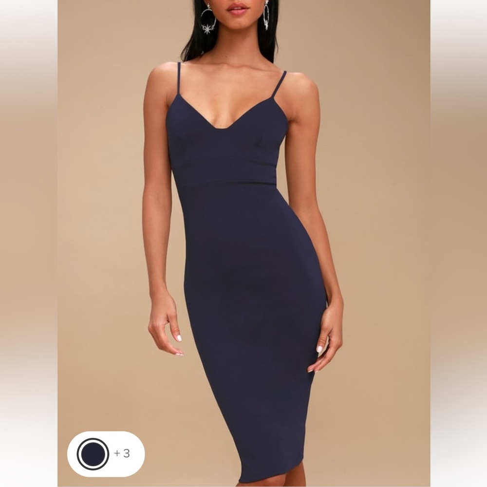 Lulus Don’t Yell Em Navy Blue Bodycon MIDI Dress size Small. Worn once.